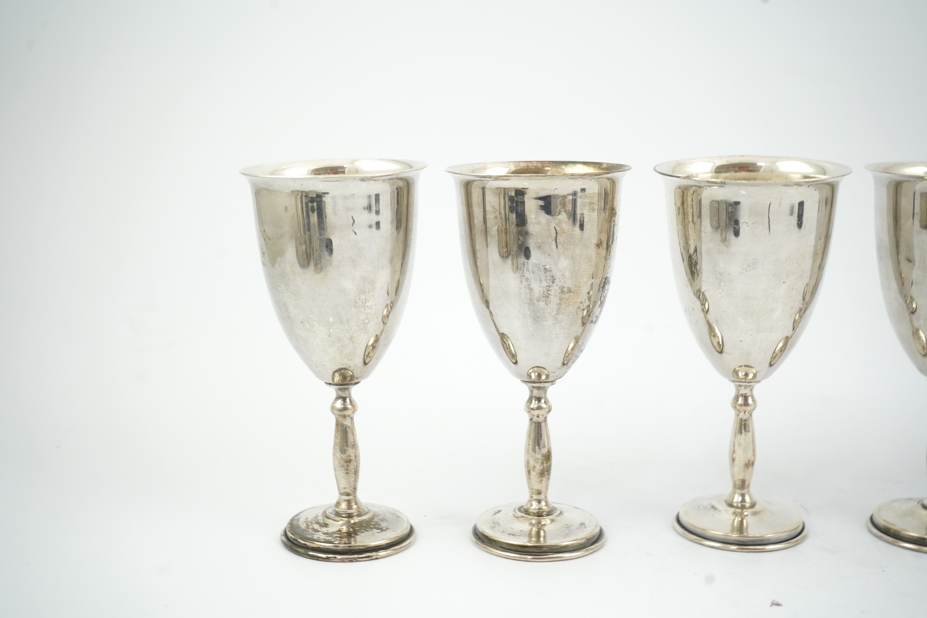 A set of six 20th century Mexican sterling silver goblets